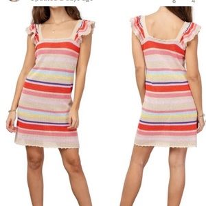 Rails June ruffle sleeve crochet knit striped dress